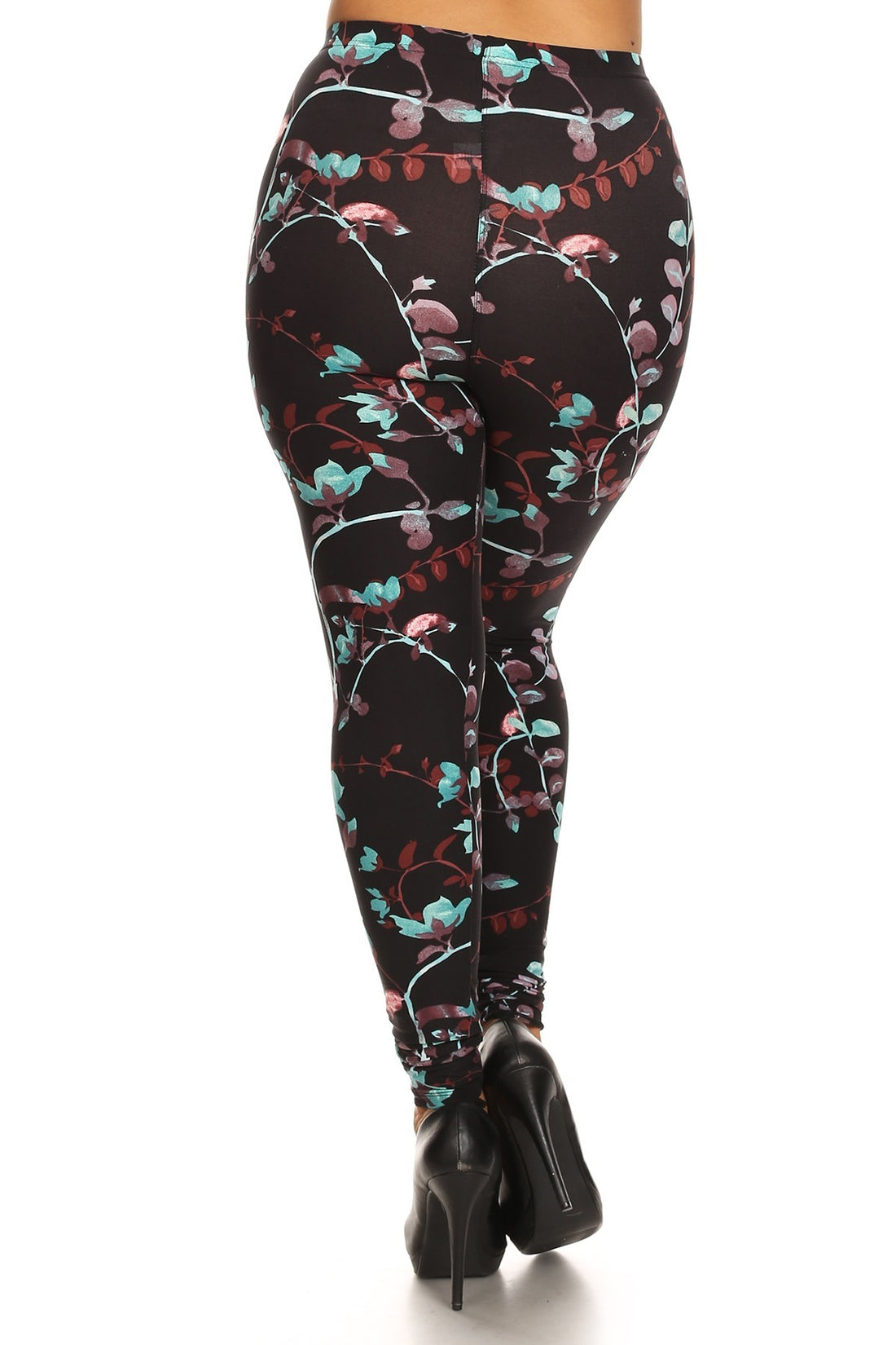 Plus Size Abstract Print, Full Length Leggings In A Slim Fitting Style With A Banded High Waist