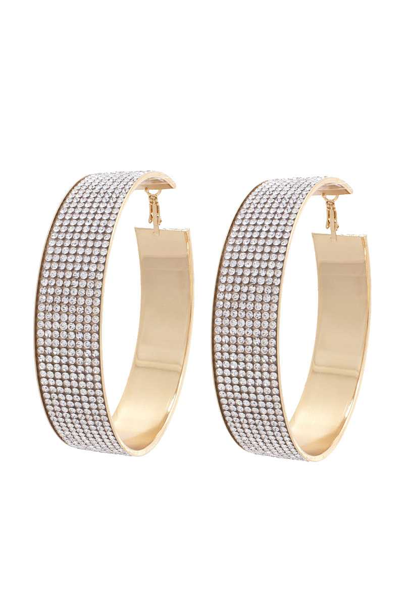 8 Row Rhinestone Wide Hoop Earring